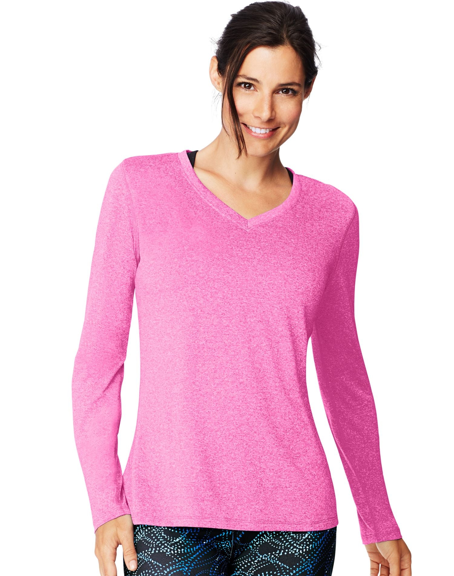 O9309 - Hanes Womens Sport Cool DRI Performance Long-Sleeve V-Neck T-Shirt