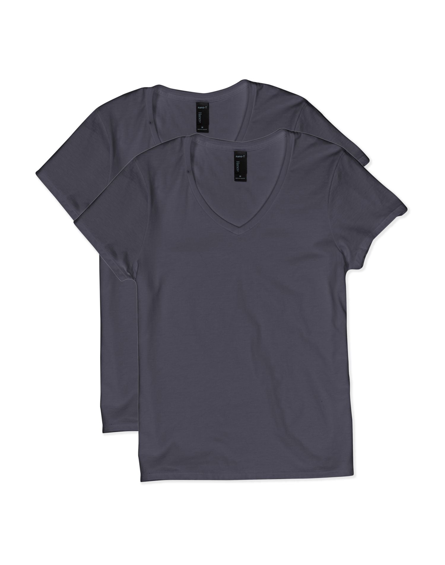 OS04V2 - Hanes Womens Lightweight Nano-T Short Sleeve V-neck Tee 2-Pack