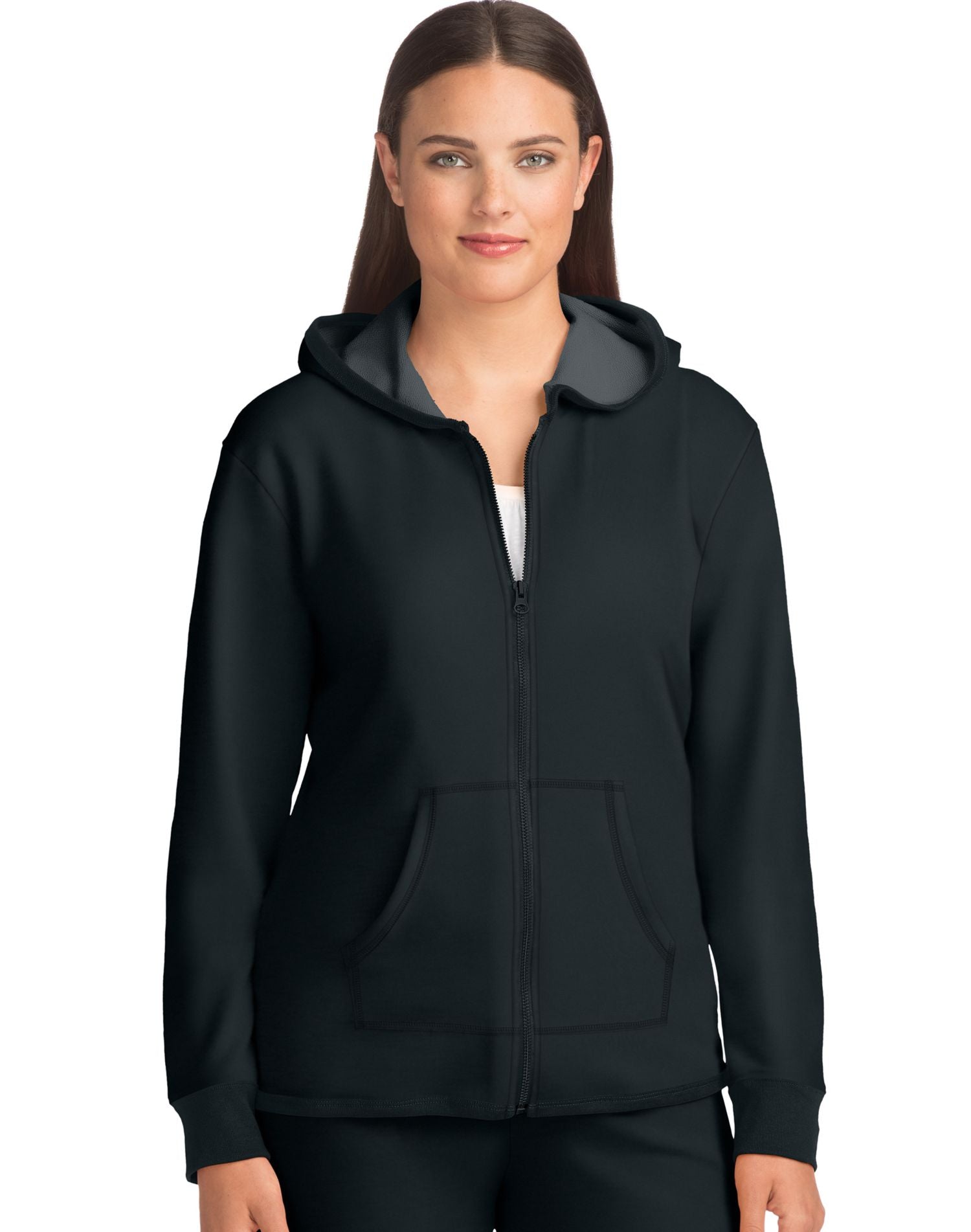 4A03 - Hanes Women`s French Terry High Low Zip Hoodie