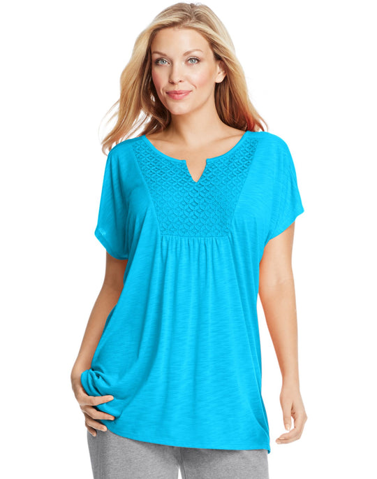 OJ248 - Just My Size Womens Short-Sleeve Slub-Jersey Tunic with Split V ...