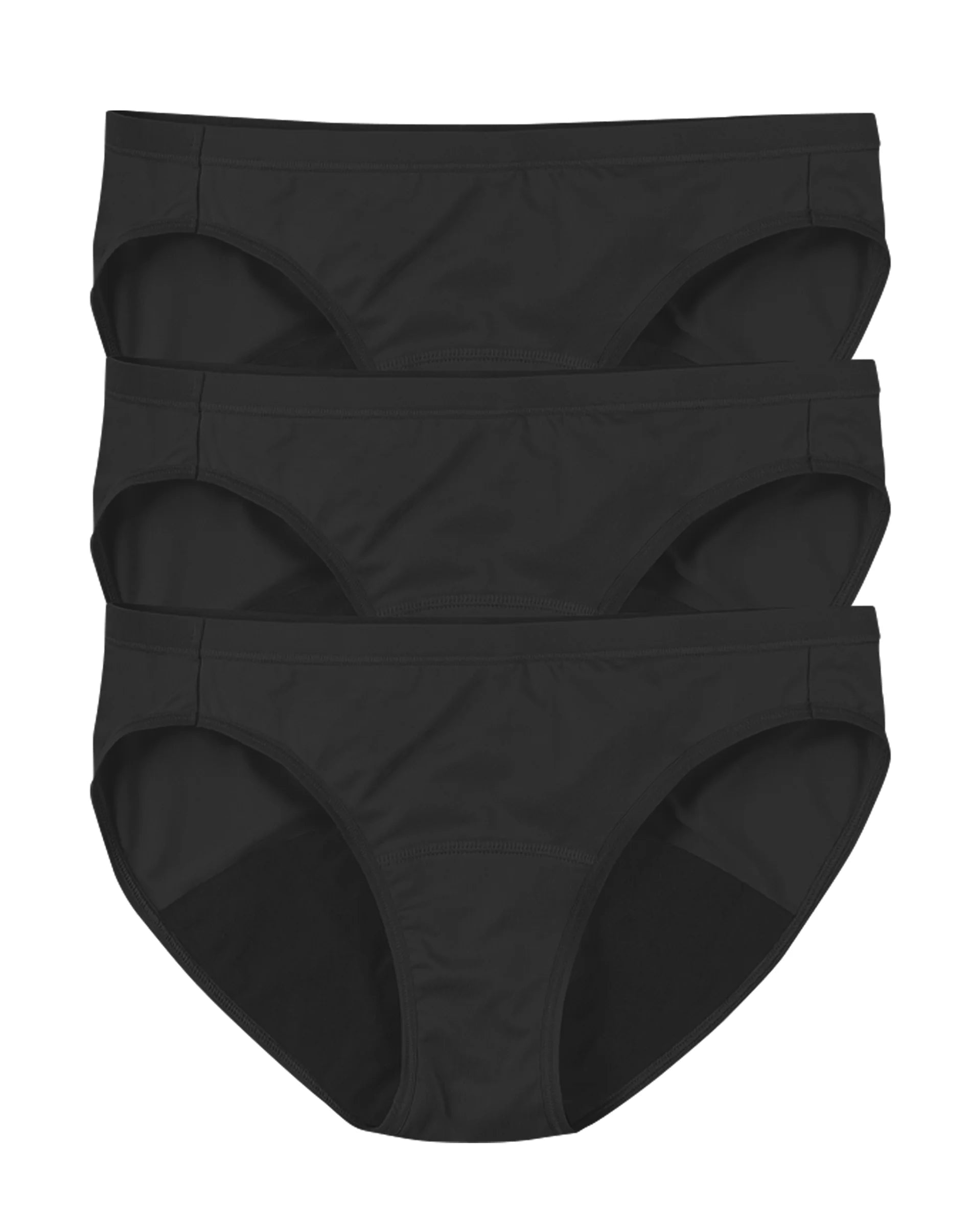 LL42BL - Hanes Women’s Fresh & Dry Light Period Underwear Bikini Black ...