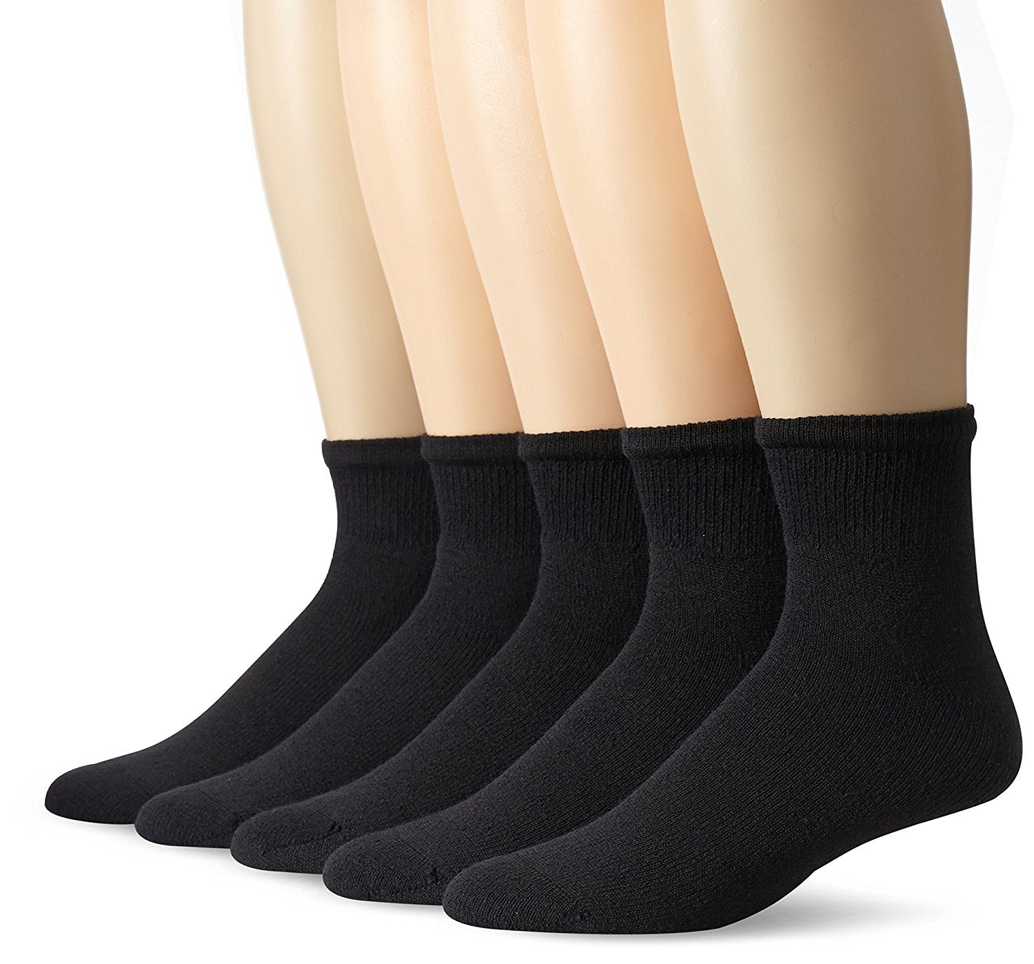FTL-M4595B5-W1 - Fruit of the Loom Mens Core Stays Black 5 Pack Ankle Sock