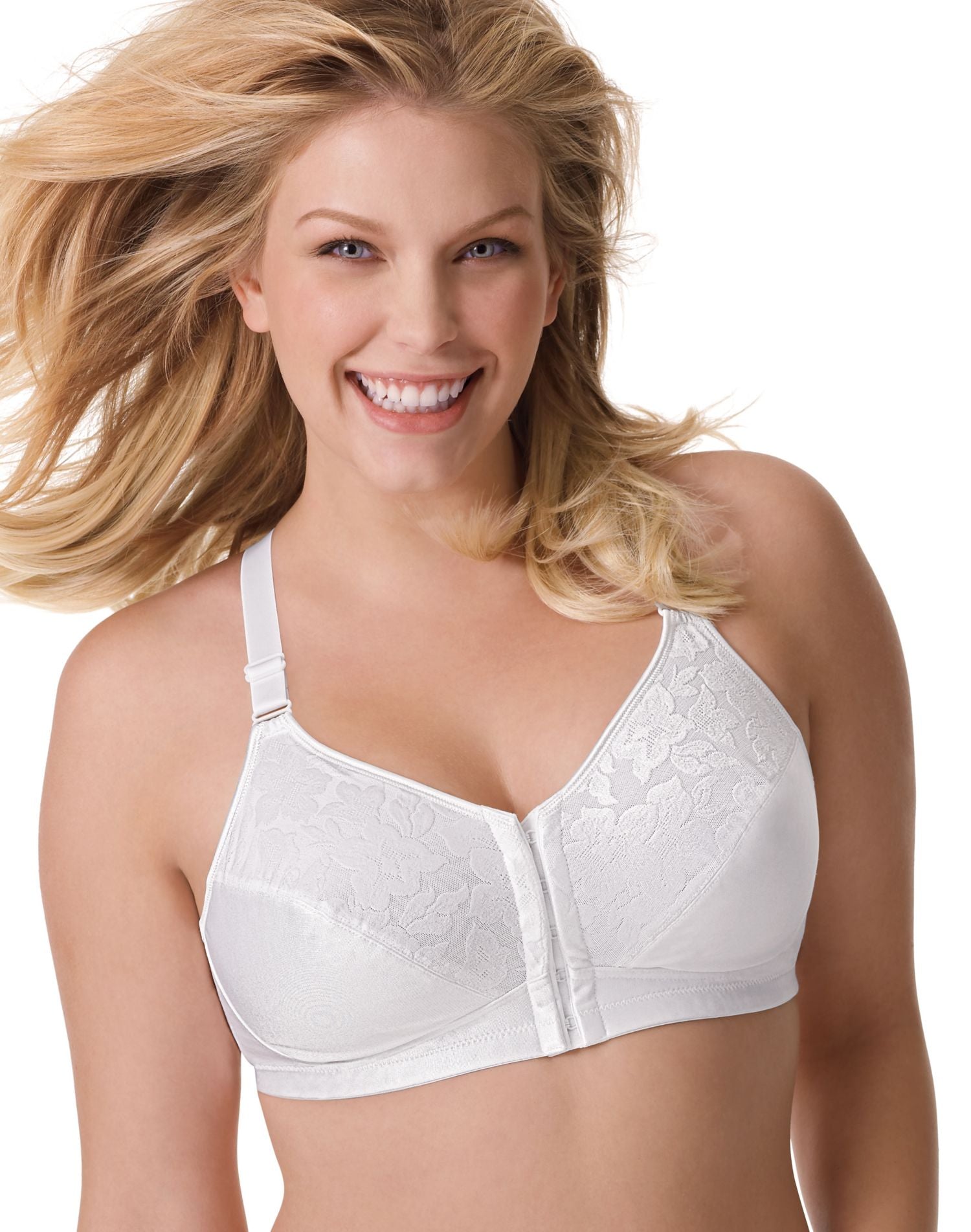 4643 Playtex 18 Hour Posture Back Front Close Wirefree Bra   OHP 23037 White 