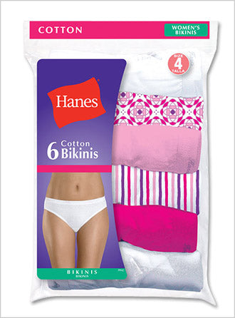 Women's Hanes 42W5CS Cotton Stretch Bikini Panty - 5 Pack  (Green/Lilac/Lavender 8) 