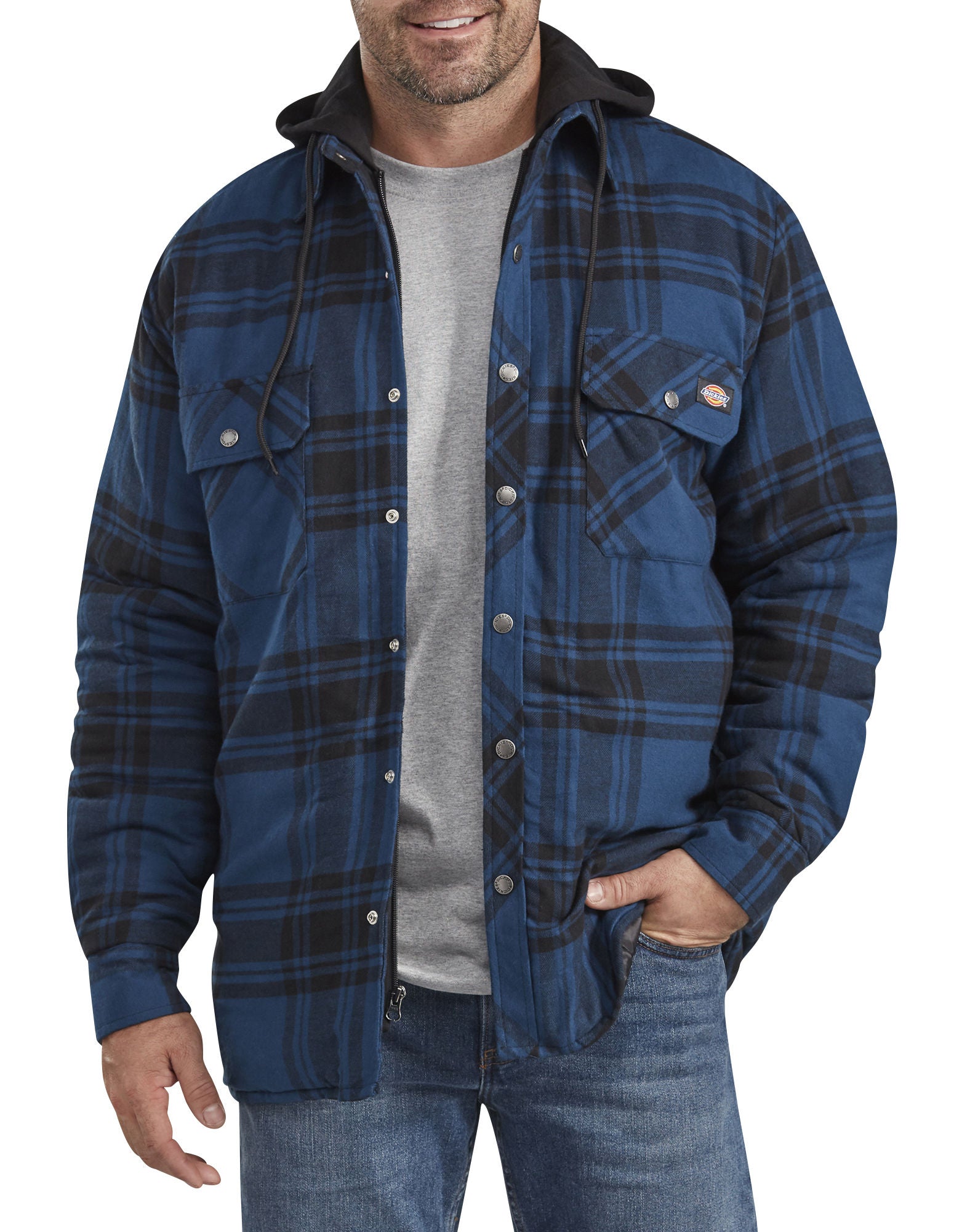 DIC-TJ201 - Dickies Mens Relaxed Fit Icon Hooded Quilted Shirt Jacket