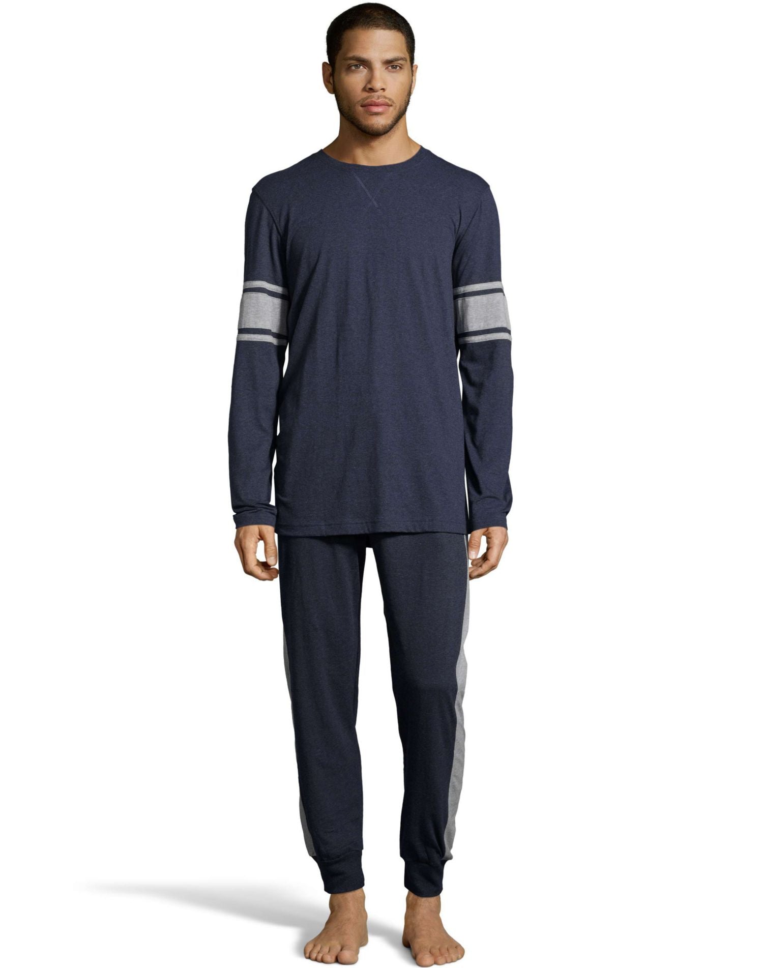 P4165 - Hanes Mens 1901 Heritage Striped Sleeve Crewneck and Jogger ...
