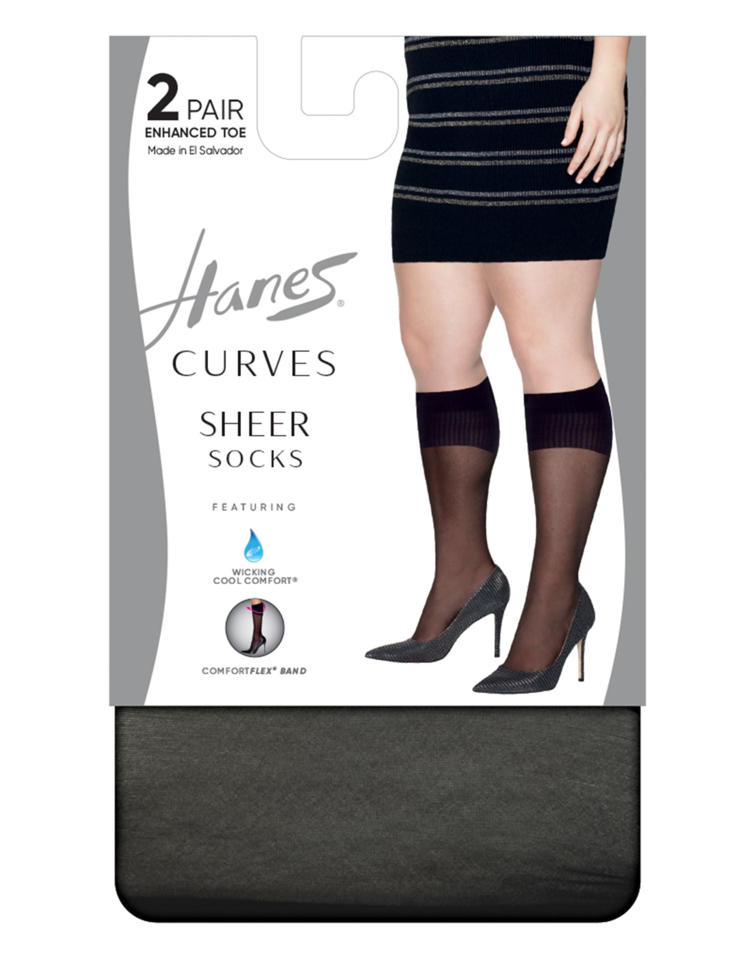Hsp020 Hanes Womens Curves Sheer Socks 2 Pack