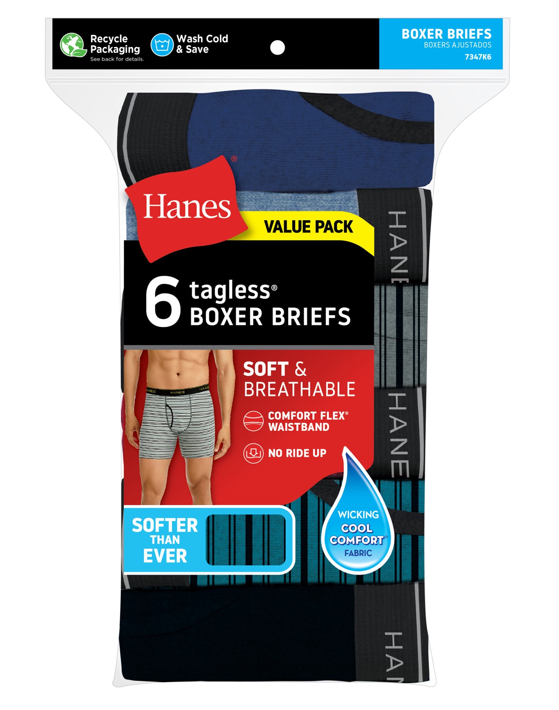 7347K6 - Hanes Men's Tagless® Boxer Briefs 6-Pack