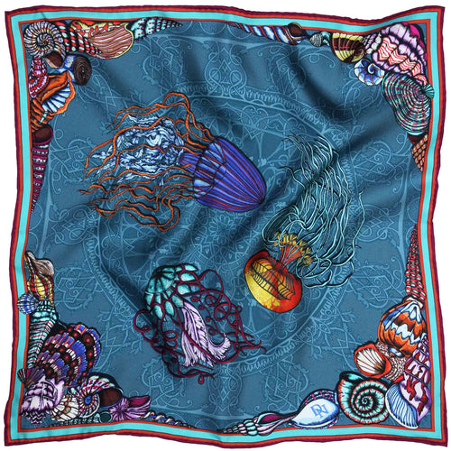 Dancing Jellyfish Turquoise Pocket Square