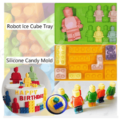 lego bricks and robots chocolate mold