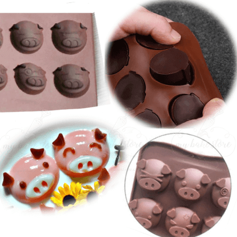 cute emoji piggy head chocolate mold