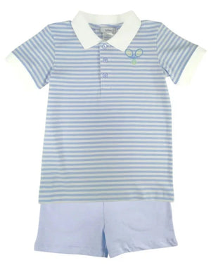 Ishtex Tennis Boy's Blue 2Pc Knit Short Set - Olly-Olly