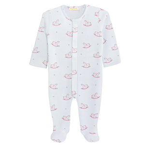 Baby Club Chic Cute Rocking Horse Pink Footie - Olly-Olly