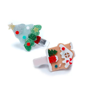 Acrylic Hair Clips - Gingerbread House & Christmas Tree - Olly-Olly