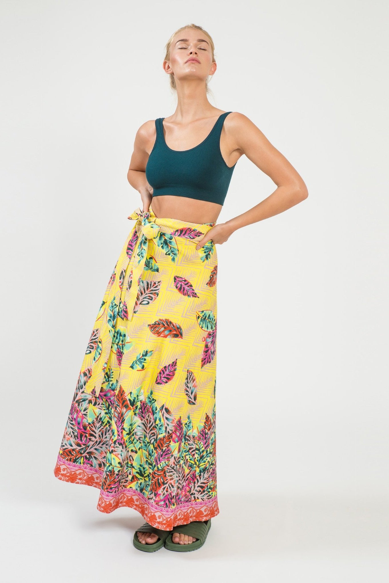 cotton wrap maxi skirt