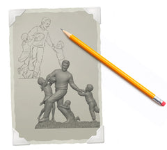 Sketch of adult playing with children