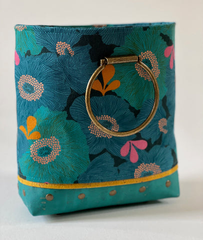 Tropical Teal Canvas and Cork Glam Bag