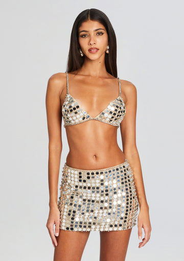 Super Bass Embellished Sequin Bra Top