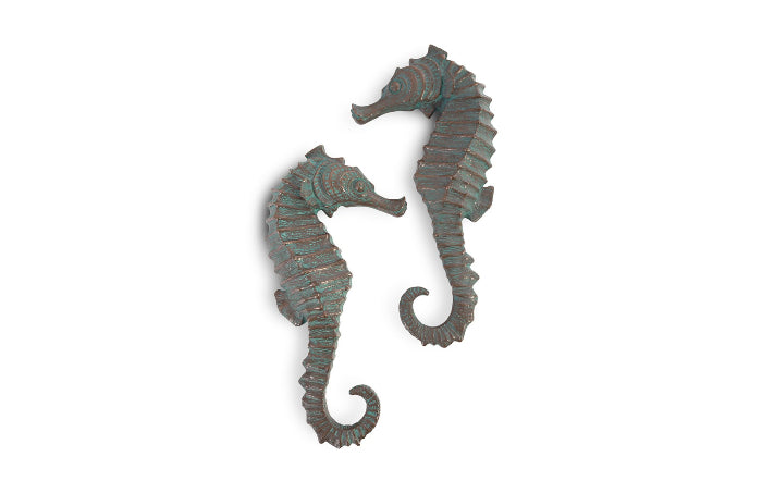 Seahorse Wall Decor Verde Bronze Home Office Patio Set of 2