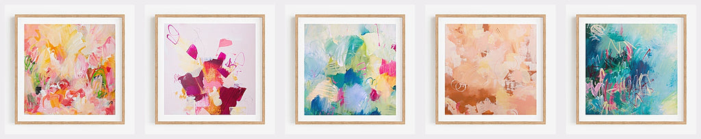 Select of 5 colourful art prints by Australian Abstract Artist Rose Hewartson