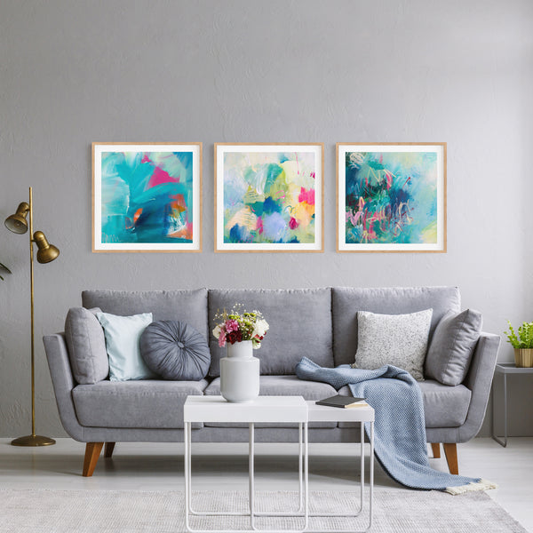Colourful Abstract Art Set Blue