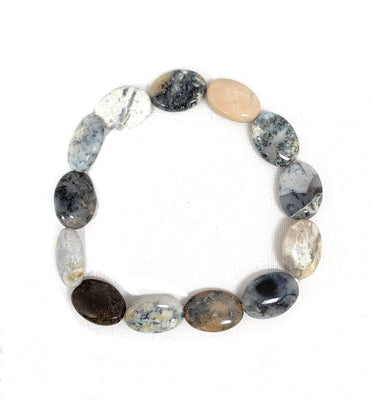 Silver Leaf Jasper Bead Bracelet Handcrafted Healing Crystal Energy Jewelry