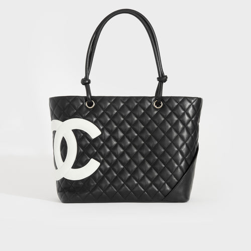 Chanel Beige/Black Quilted Cambon Ligne Large Tote Bag - Yoogi's Closet