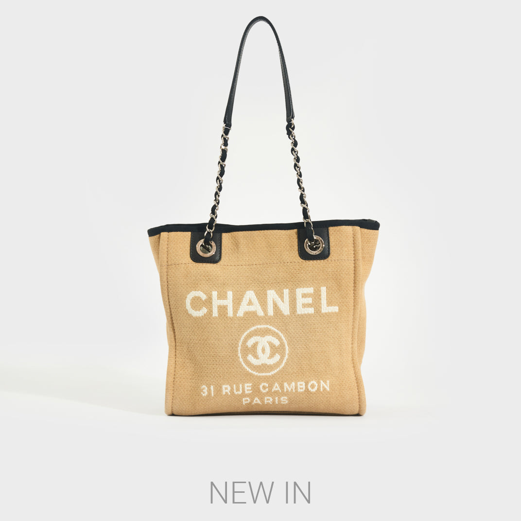 CHANEL Deauville PM Canvas Chain Tote Bag in Natural [ReSale] | COCOON