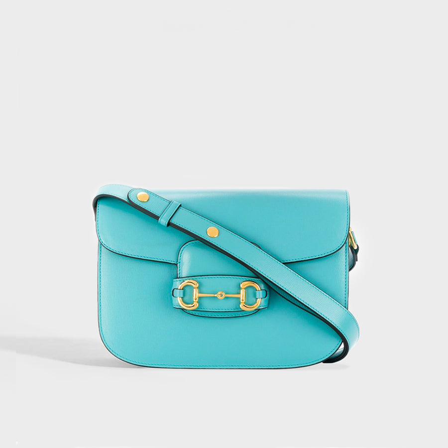 GUCCI 1955 Horsebit Shoulder Bag in Turquoise Leather | COCOON