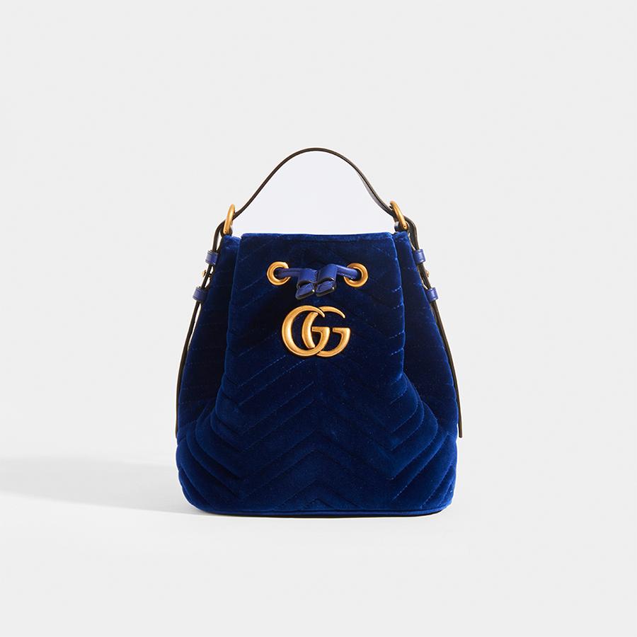 gucci dark blue velvet bag