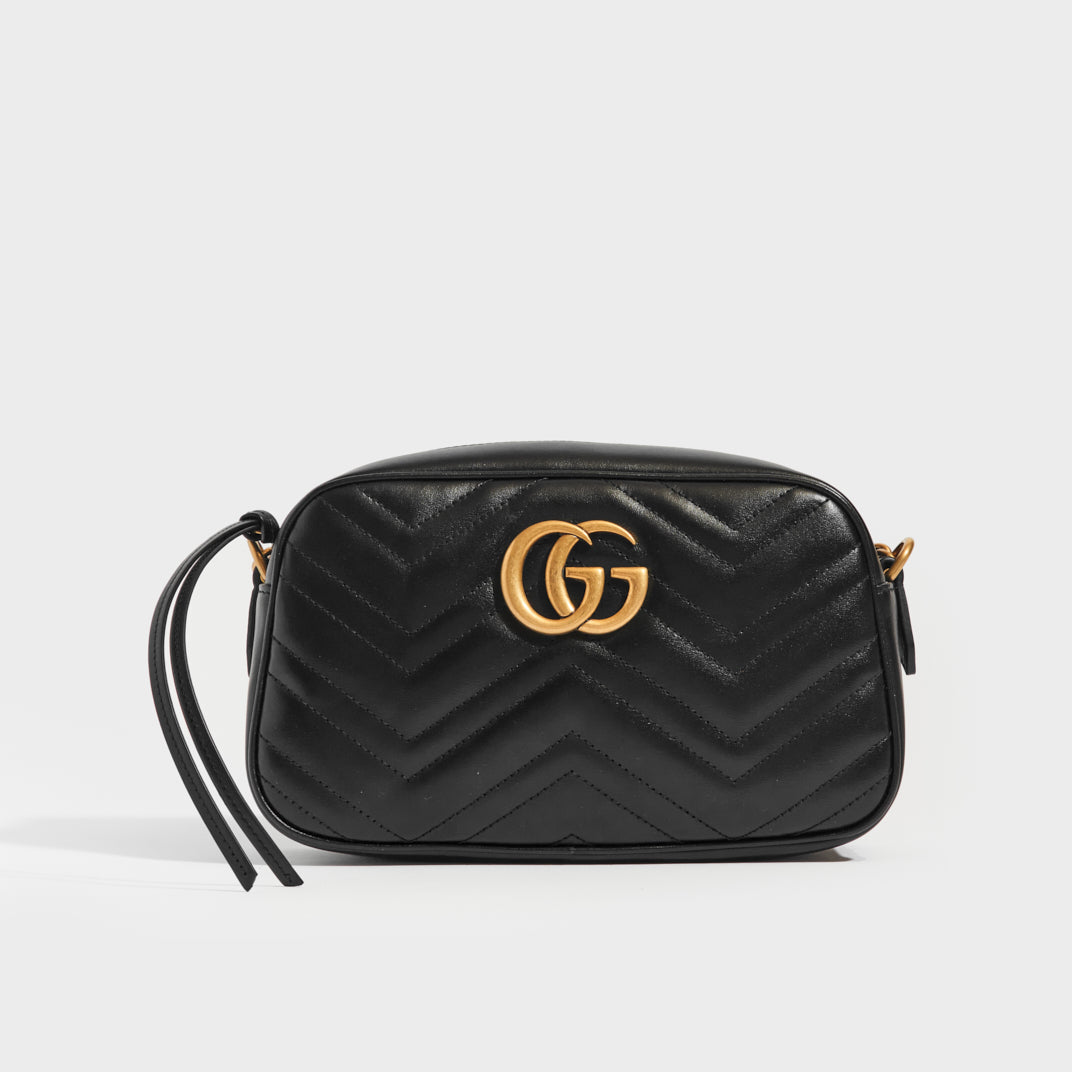 GUCCI GG Marmont Small Camera Bag in Black Leather | COCOON