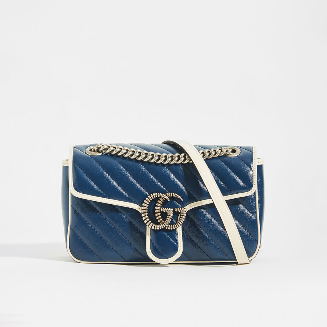 GUCCI | GG Marmont Small Shoulder Bag in Blue Leather | COCOON