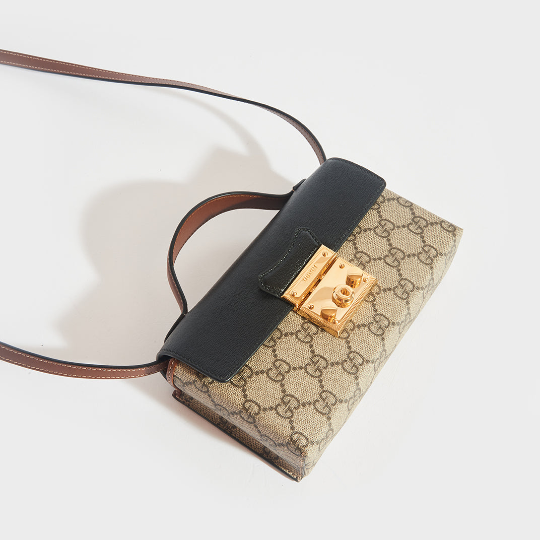 GUCCI Padlock Mini Bag in Black Leather and Canvas | COCOON