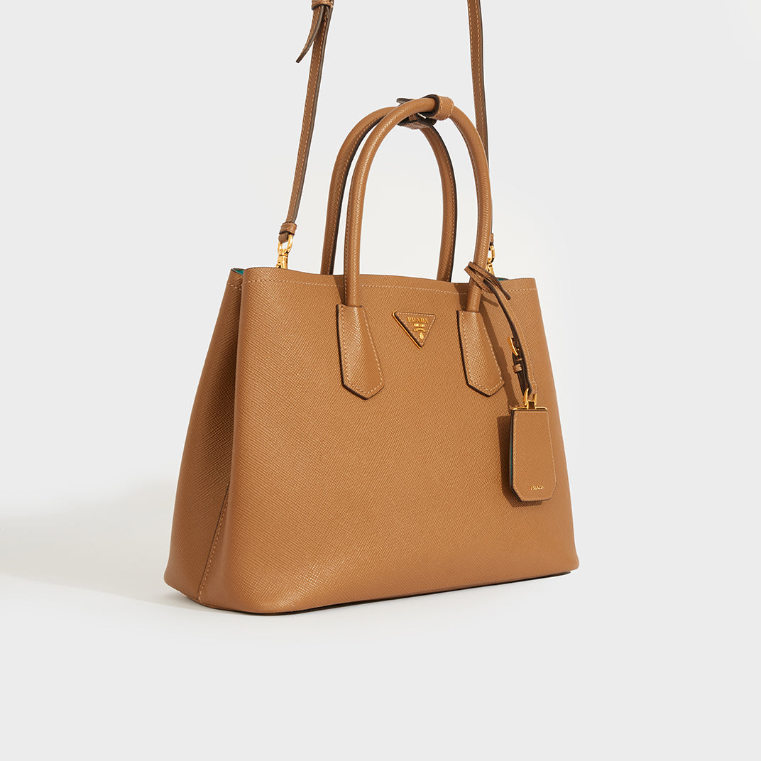 PRADA Double Tote Bag in Brown Saffiano Leather | COCOON