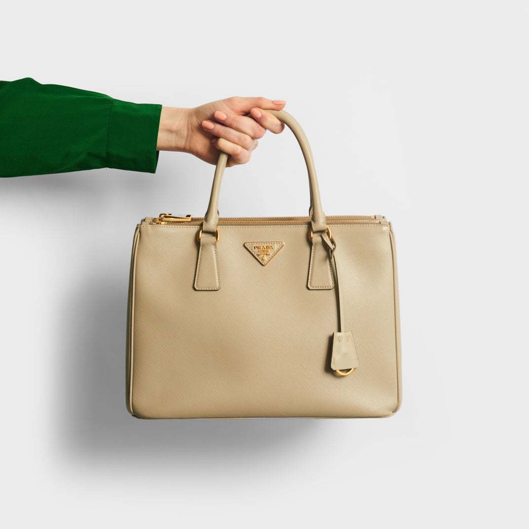 PRADA Galleria Tote in Beige Saffiano Leather | COCOON