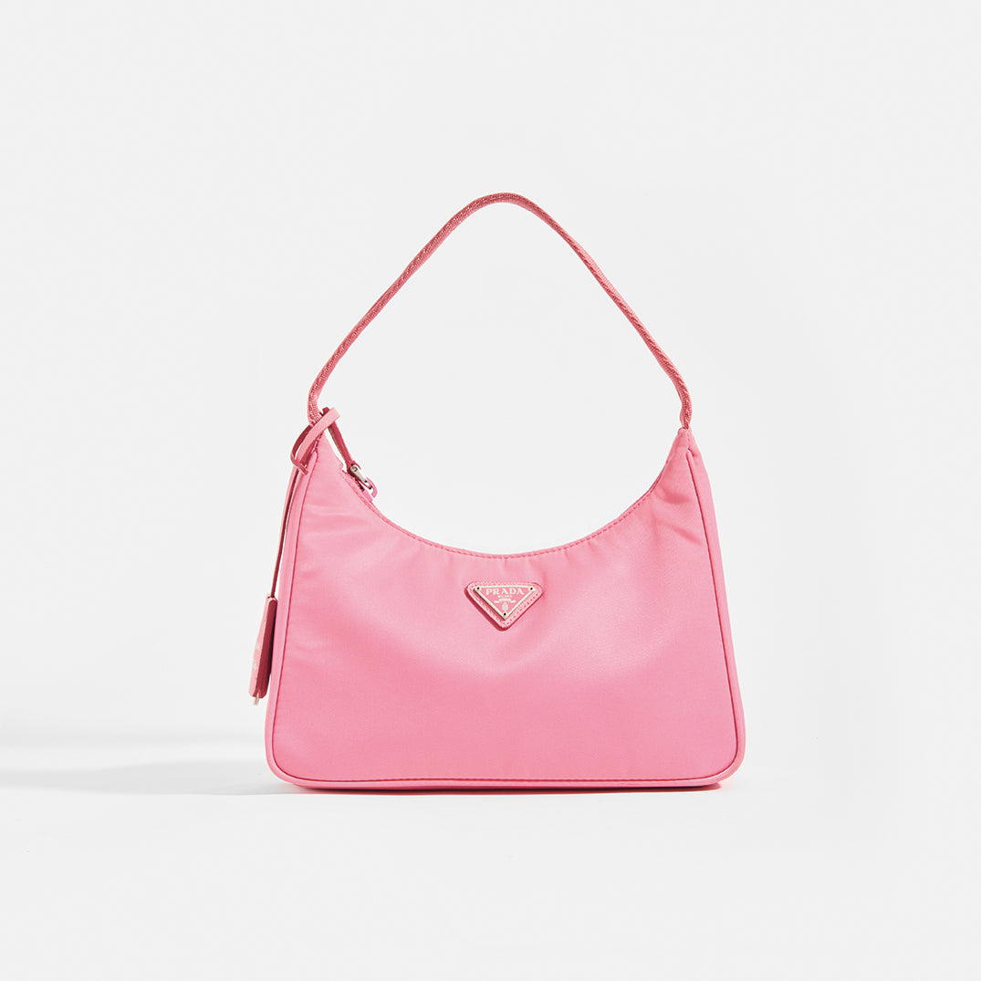 PRADA Re-Edition Hobo Bag in Pink Nylon | COCOON