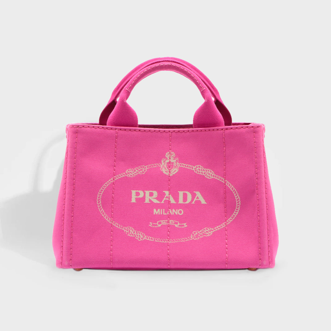 PRADA Logo Printed Tote Bag in Pink | COCOON