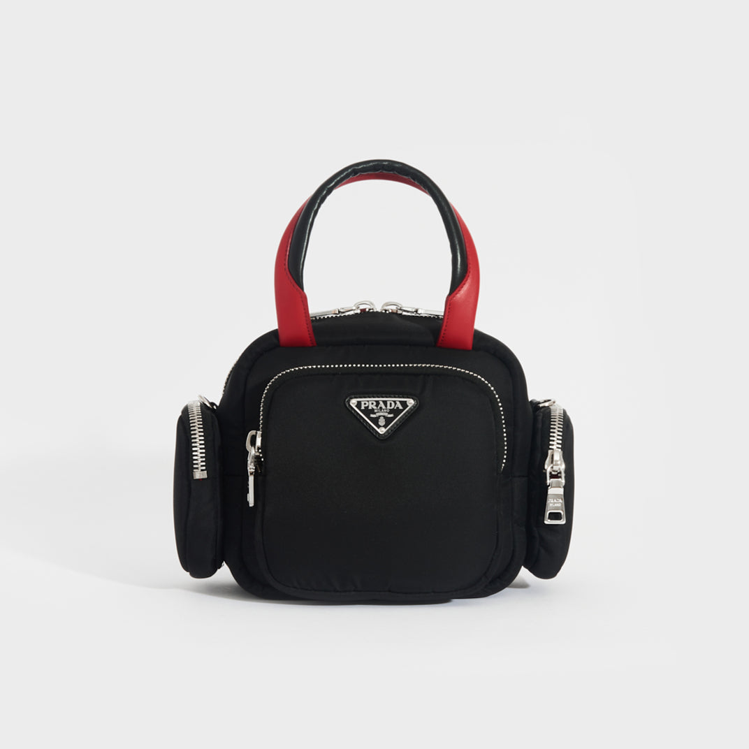 PRADA Triangle Nylon Shoulder Bag in Black | COCOON