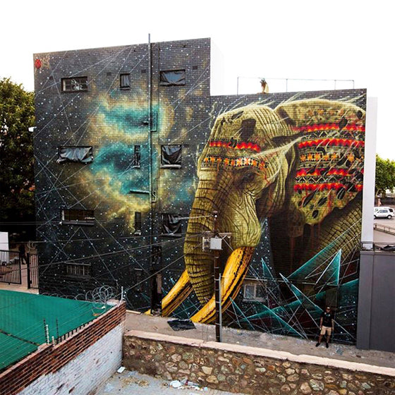 African street art | Elephant mural by Sonny at Park Corner Johannesburg, South Africa