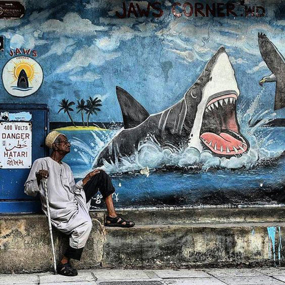 African street art | Jaws corner Zanzibar Stone Town, Tanzania