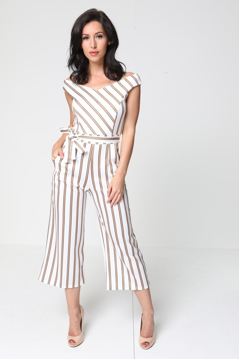 striped culotte jumpsuit