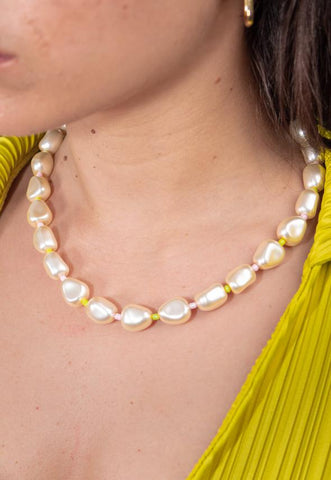 La Grande Handmade Crystal Pearl Necklace