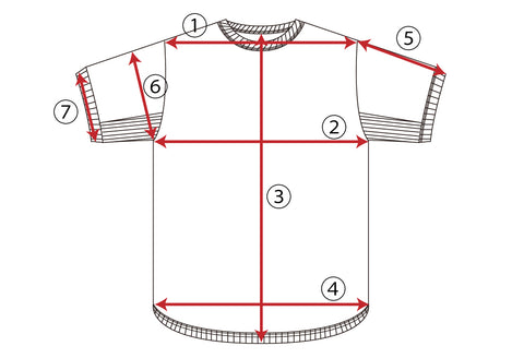 Half sleeve T-shirt measurements