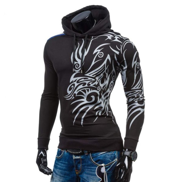 Men's hoodies sweatshirt dragon printed casual tracksuit hip hop cloth ...