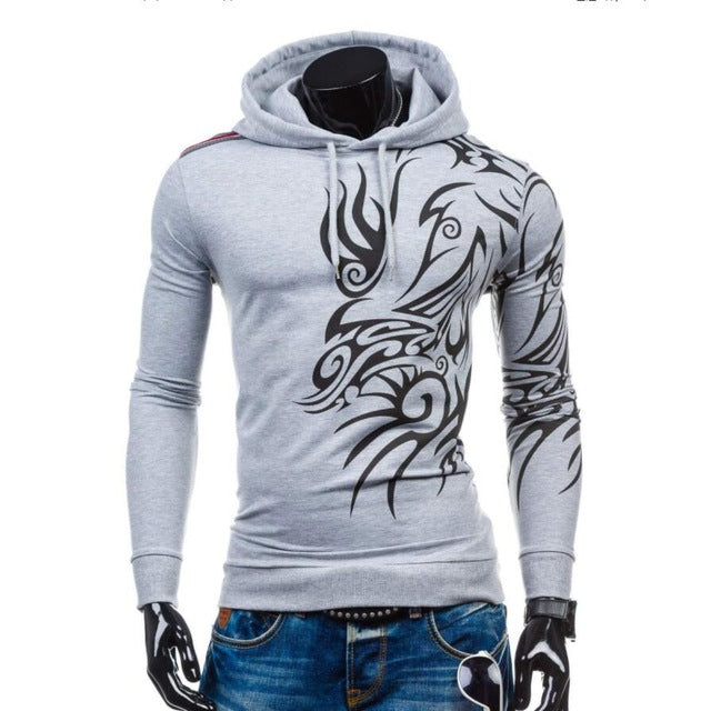 Men's hoodies sweatshirt dragon printed casual tracksuit hip hop cloth ...