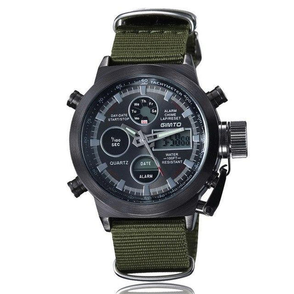 Army military sport watch men digital wristwatch leather nylon waterpr ...
