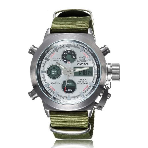 Army military sport watch men digital wristwatch leather nylon waterpr ...