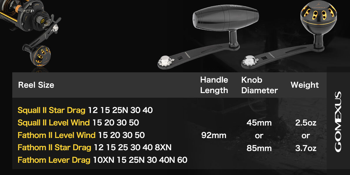 Handle w/ Round or T-Bar Knob with 2 Bearings PENN SQUALL 25N 30 40 15LW  20LW 30LW 50LW Reels 