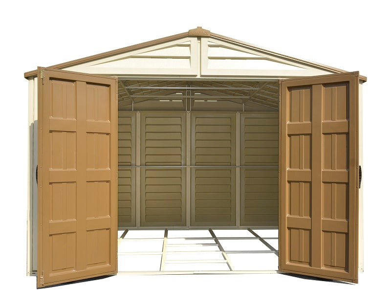 duramax 10.5'x13' woodbridge plus vinyl shed with
