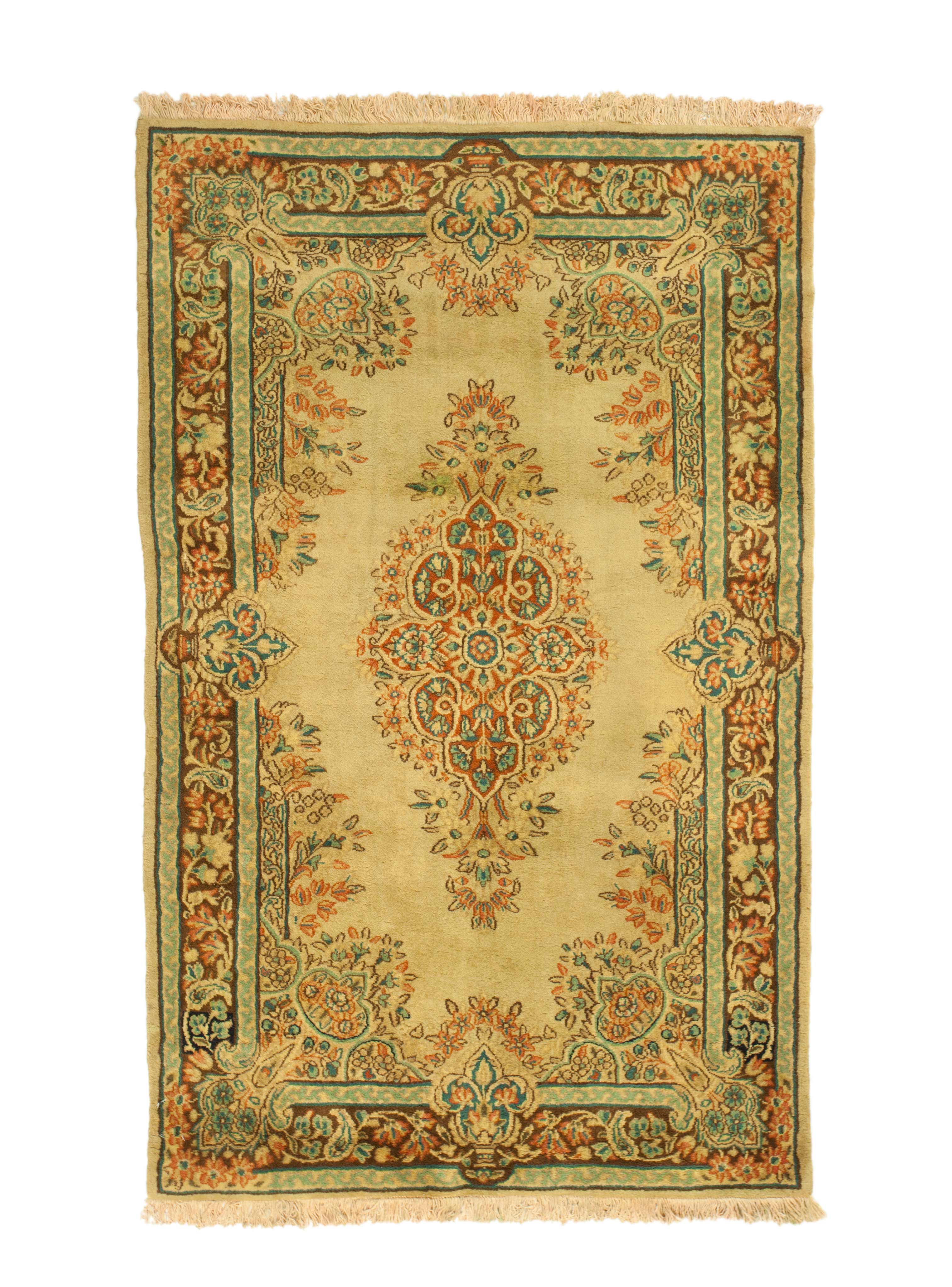 3x5 Overdyed Oriental Nain Floral Faded Olive Green Rug 1302